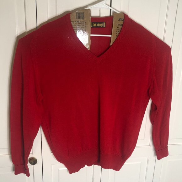 Lyle & Scott Other - Vintage Lyle & Scott V-Neck Sweater Red Pullover  XL Golf Tennis Casualwear USA